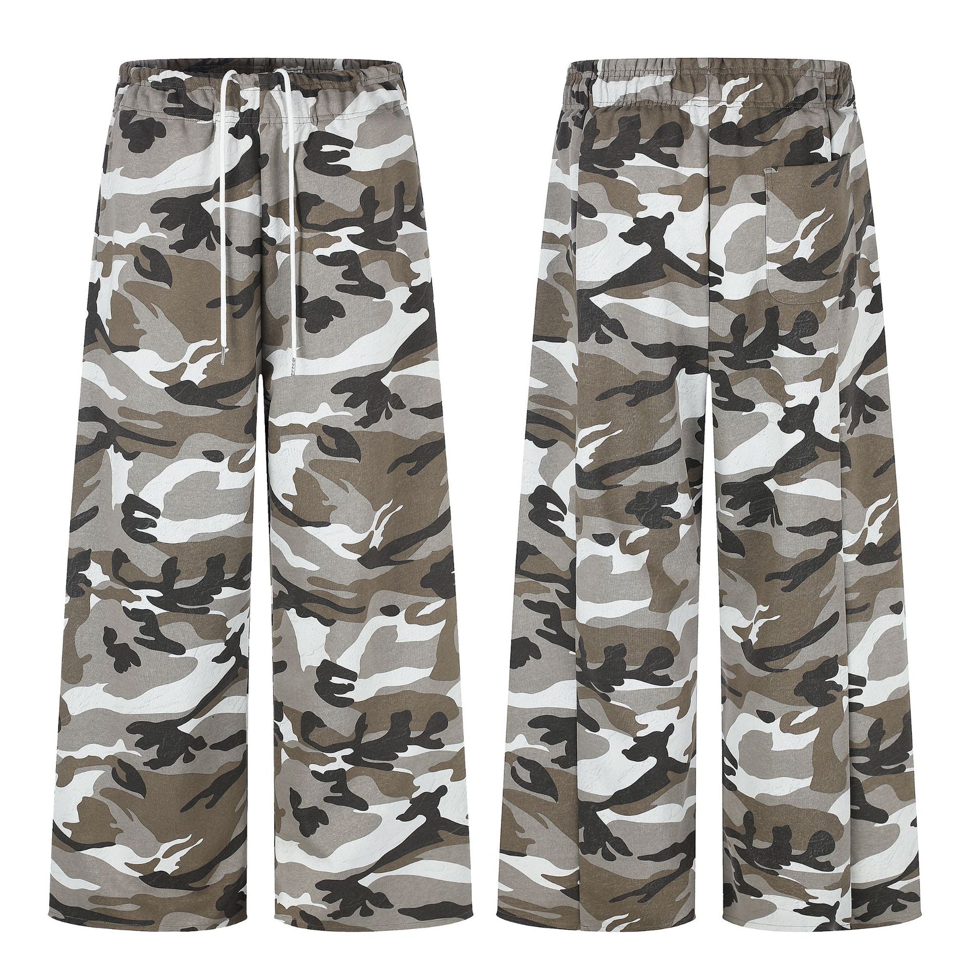 11KN Retro Camouflage Straight Wide-leg Pants