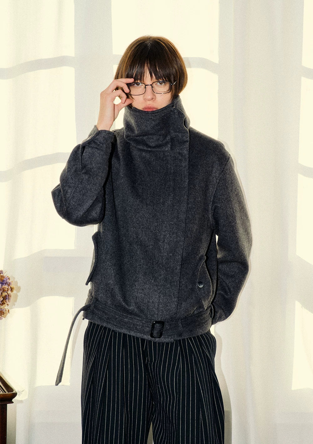 KREATE 50% Merino Wool Slanted Zip Multi-neck Jacket