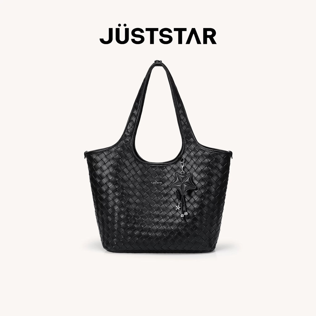 JUST STAR Large Capacity Portable Underarm Knitted Bag