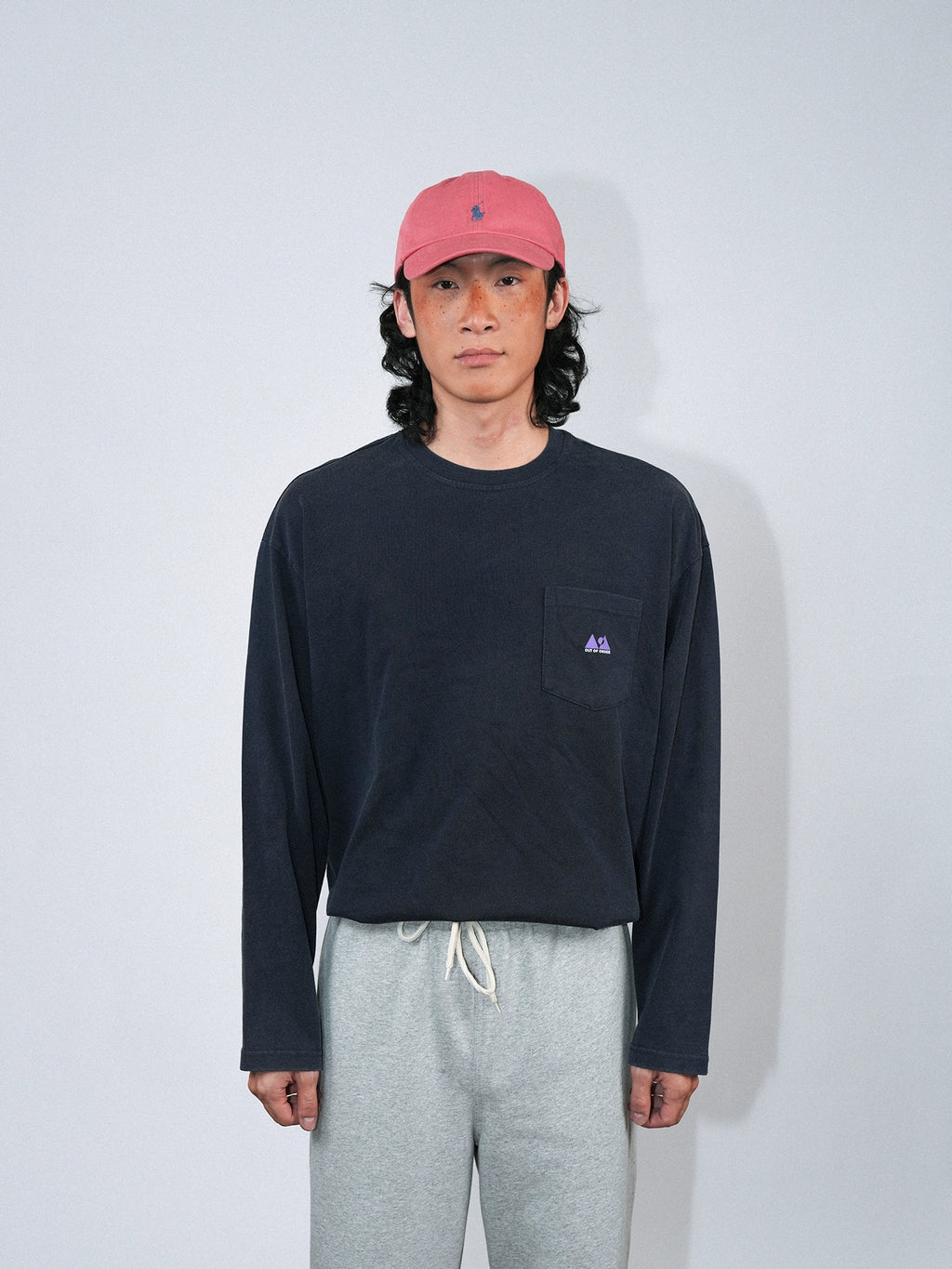 O3PARK Retro Washed Round Neck Long Sleeves