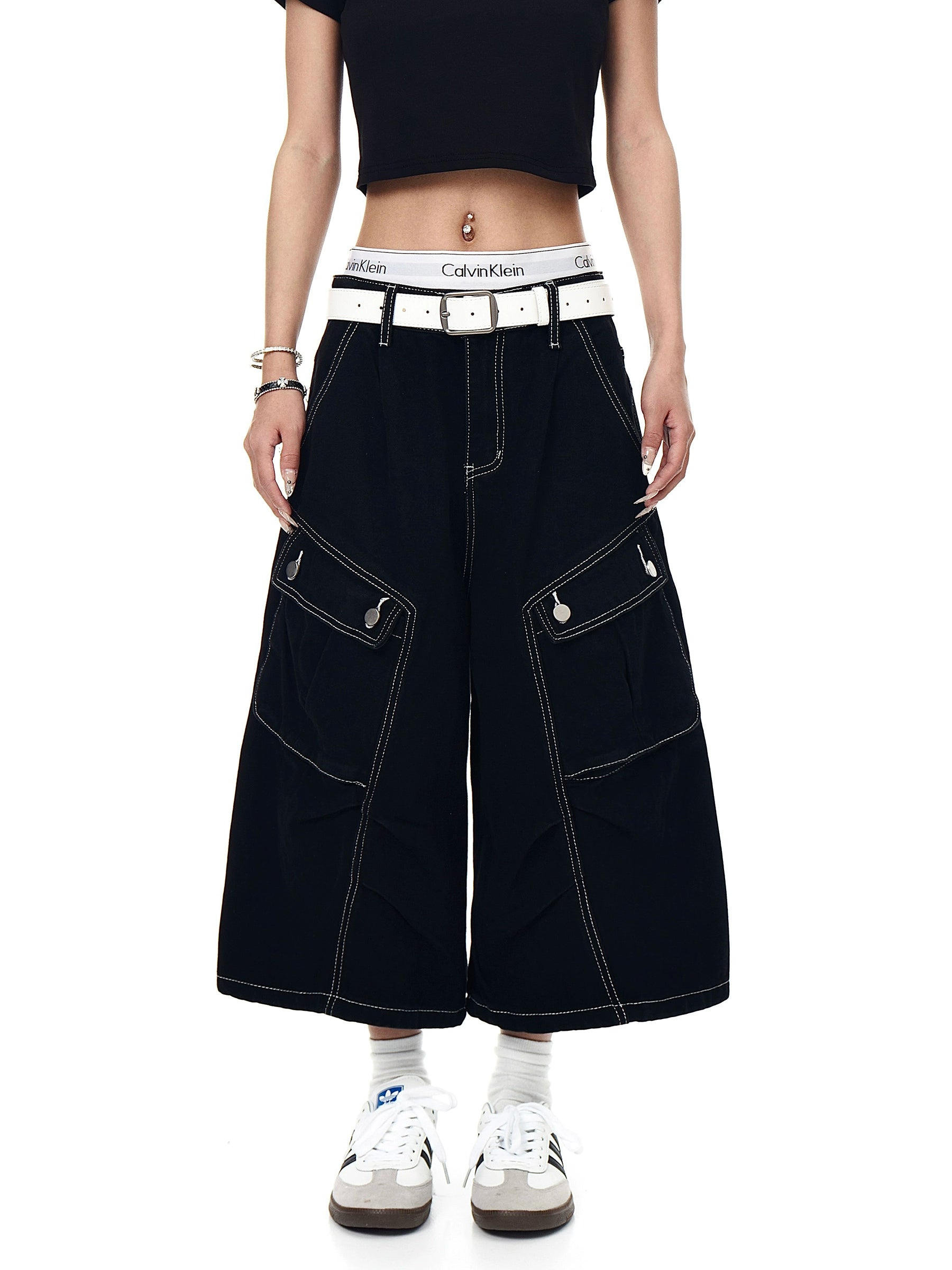 BLACKLISTS Multi-pocket Denim Tooling Cropped Pants