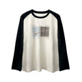 WANNA LAB Retro Color Matching Seven-point Shoulder Sleeves Bamboo Cotton Long Sleeves