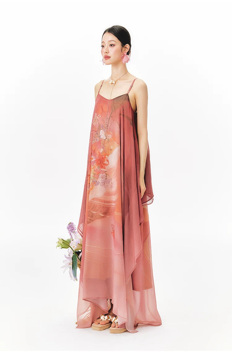 YEDM Floral Print Suspender Dress