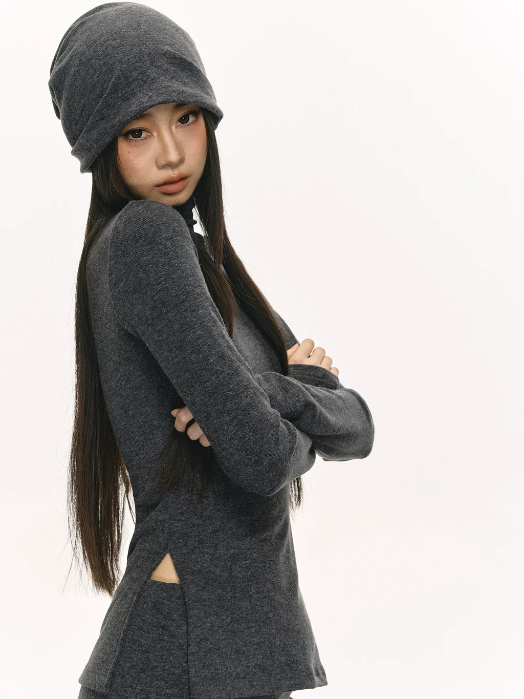 Anna Aneae Turtleneck Bottoming Shirt Wide-leg Casual Sweatpants Suit