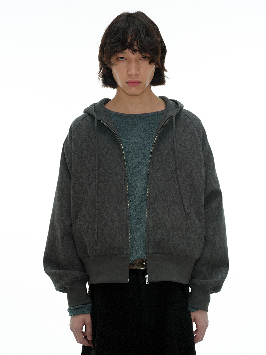 JCAESAR Jacquard Texture Short Wide Shoulder Sleeve Jacket