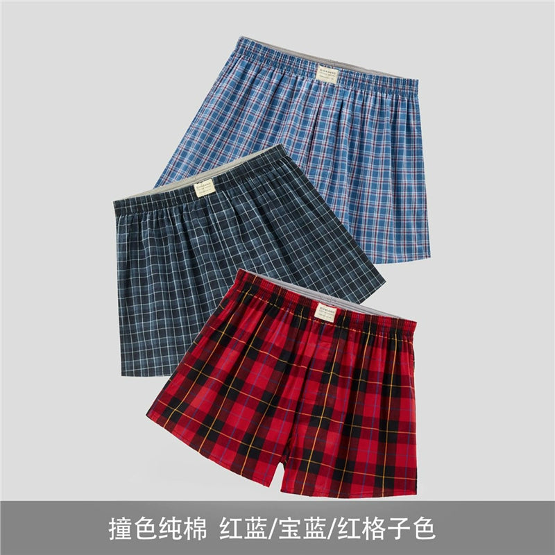 Giordano Underwear Men's Three-Pack Cotton Woven Contrast Boxers