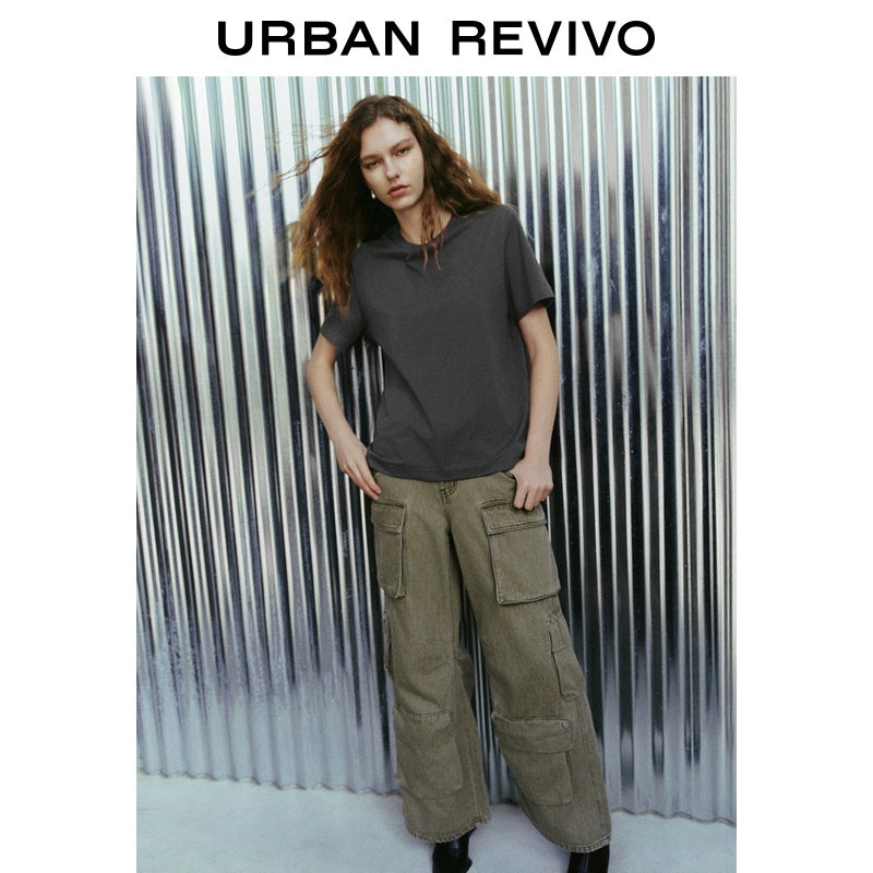 URBAN REVIVO Casual Versatile Loose Short Sleeve T-Shirt