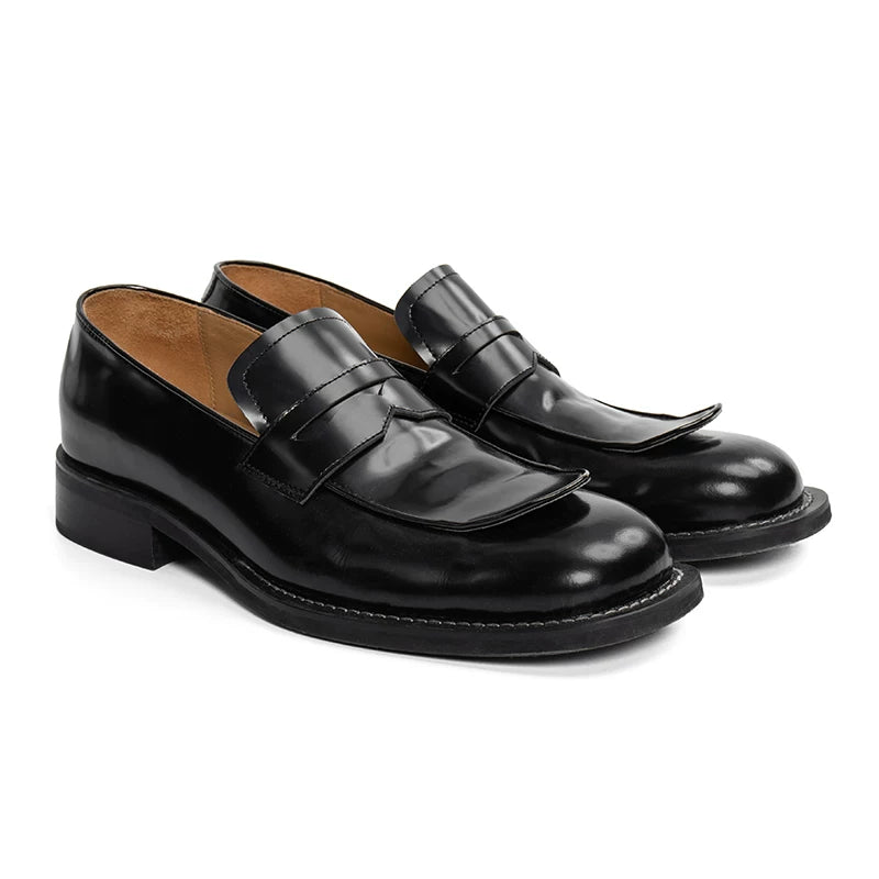 CONP Retro One-pedal Square Head Leather Shoes