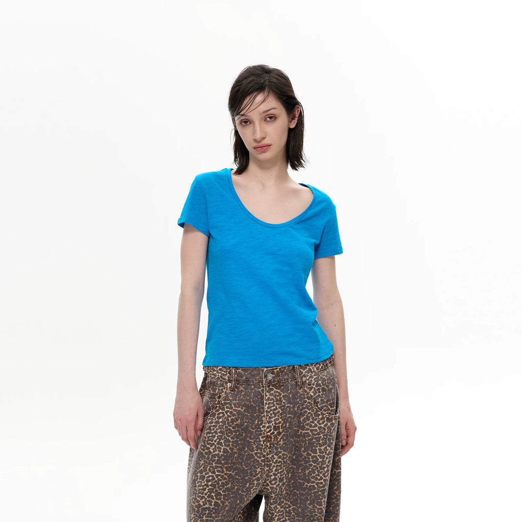 WLNEXT Premium U-neck Comfortable Casual Tee