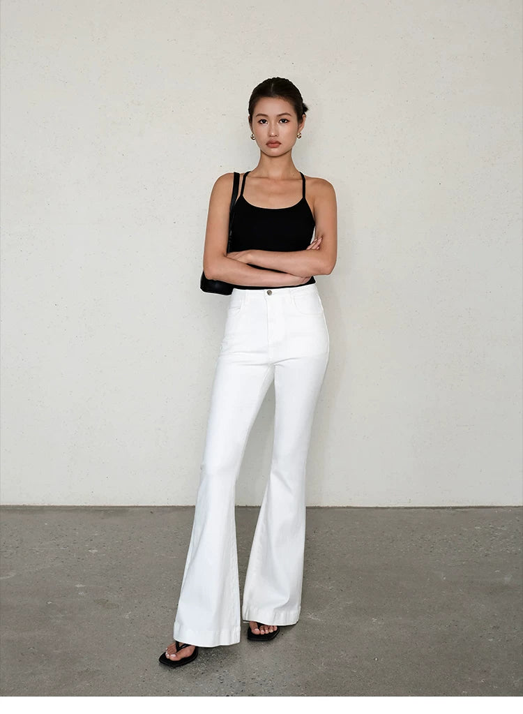 Ousph Niche High-waisted Slim-fit Retro Flared Jeans