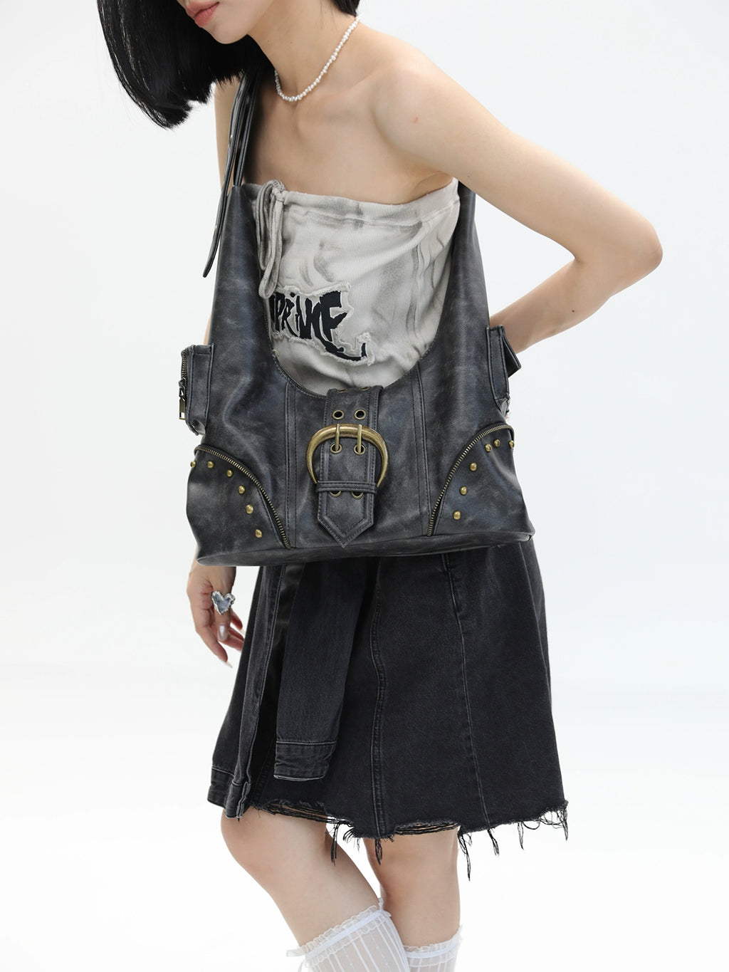 JANDRESS Retro Rivet Messenger Bag