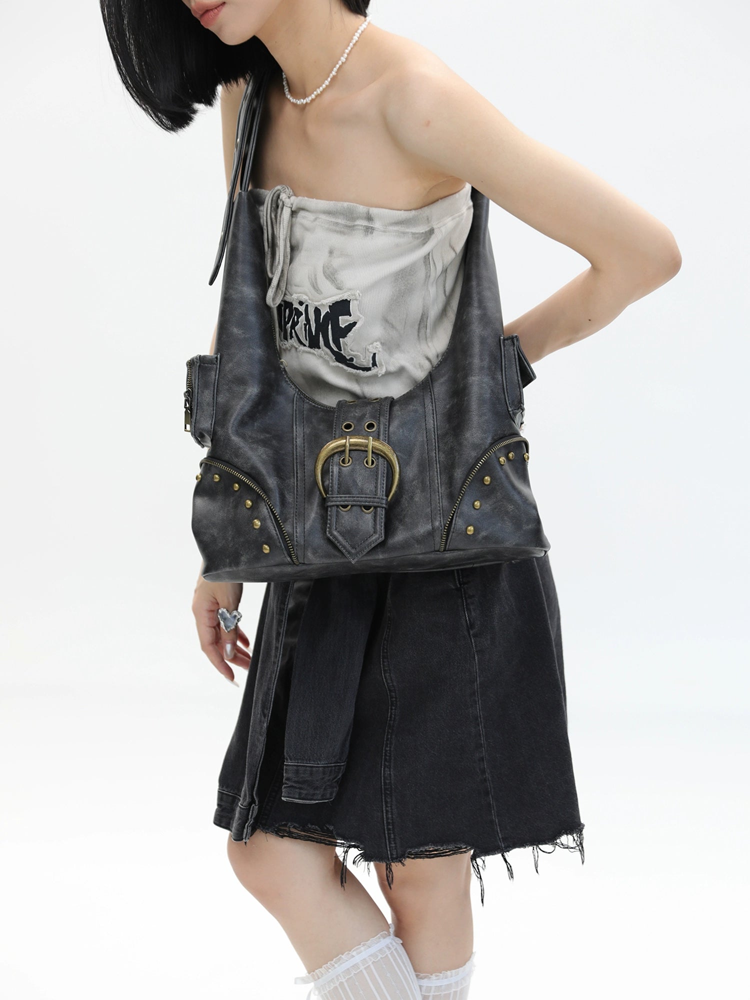 JANDRESS Retro Rivet Messenger Bag