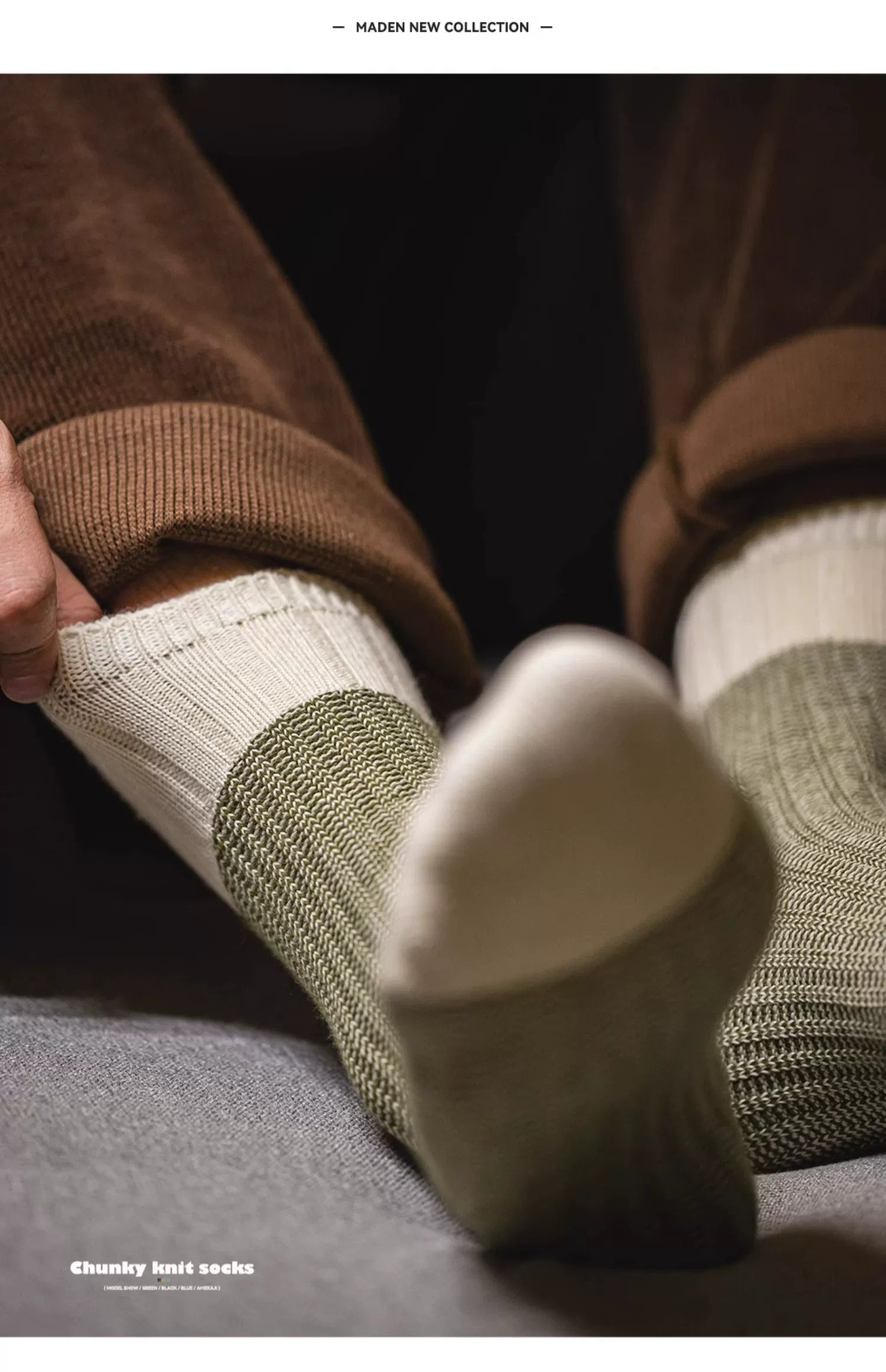 Maden Retro Contrasting Knitted Tube Socks