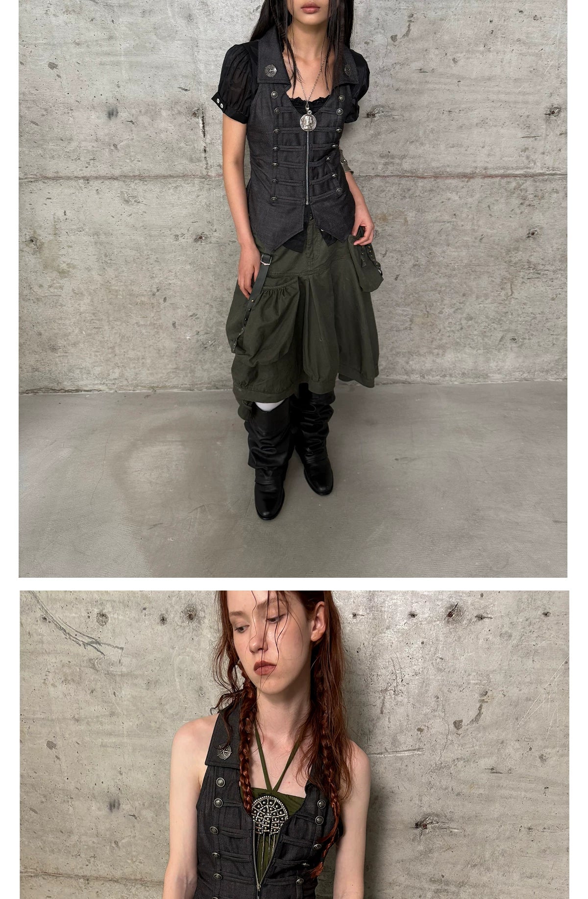 DoublePunch V-neck Double-breasted Slim-fit Waist Vest