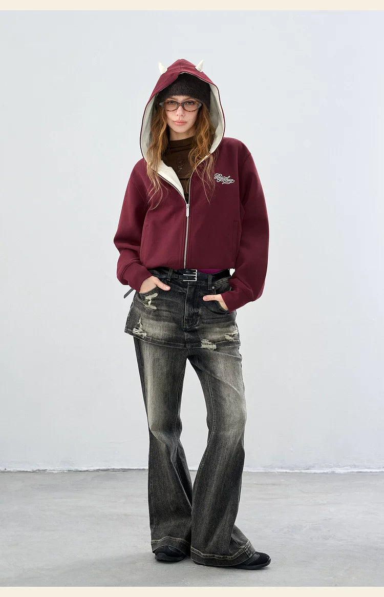 BJHG Little Devil Hooded Cardigan Sweater