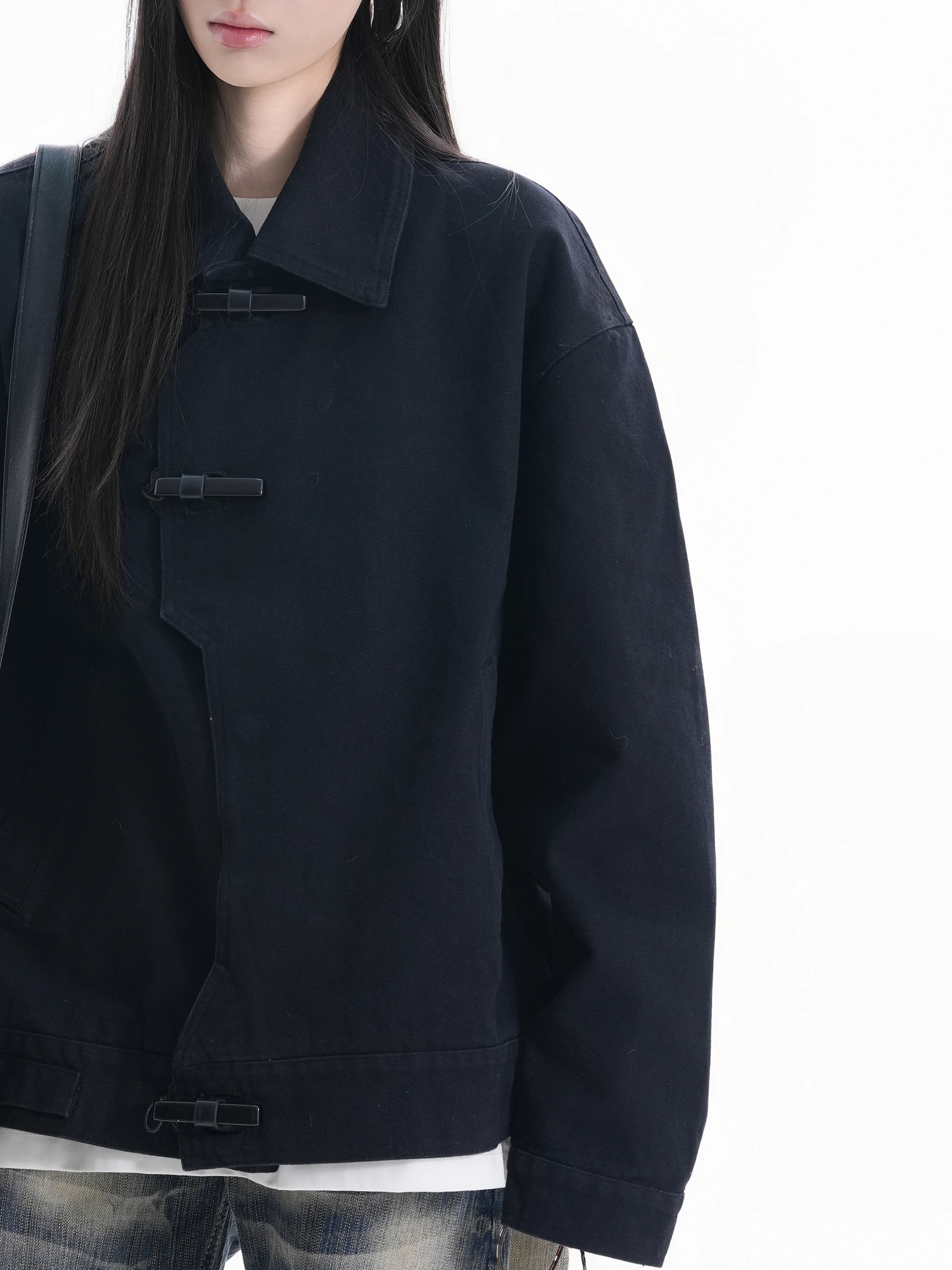 Zuocisankon High Texture New Personality Buckle Lapel Jacket