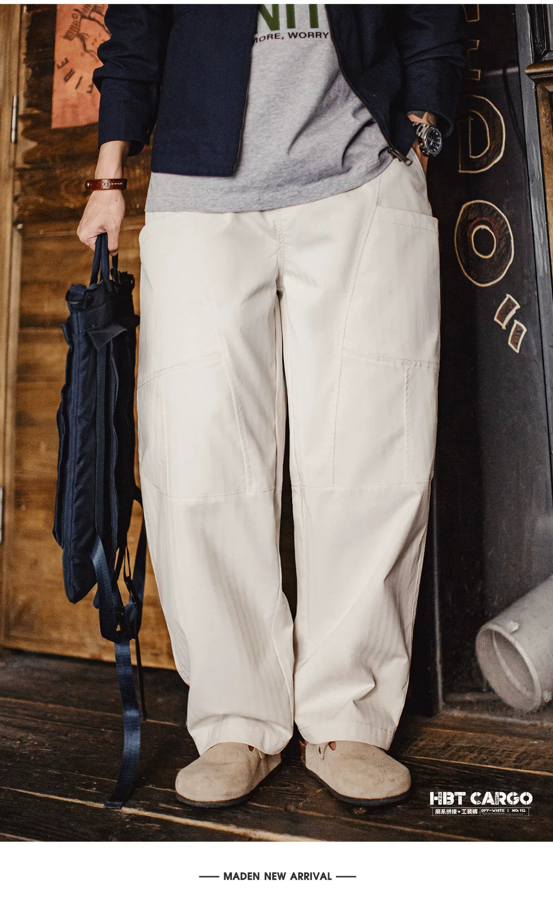Madden Deconstructed White Drawstring Elastic Waisted Slacks