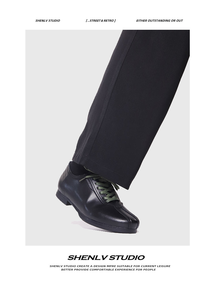 SHENLV STUDIO Japanese Retro Leather Casual Training Leather Shoes