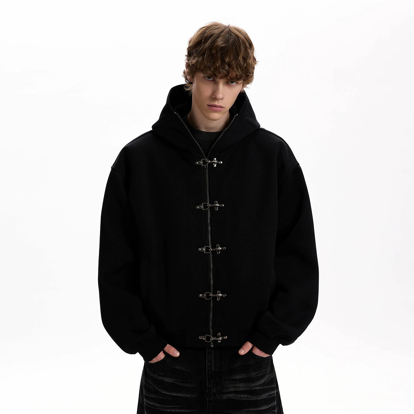 A PUEE Vintage Plane Buckle Zipper Short Jacket