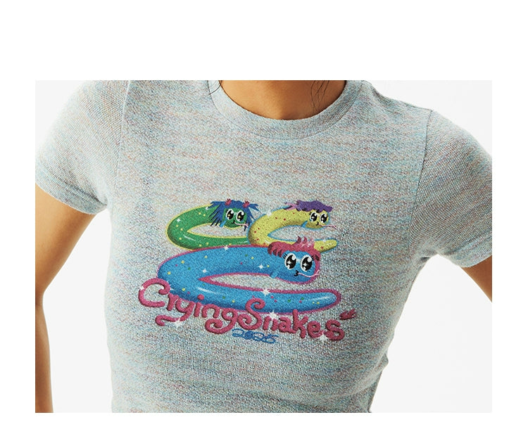 CryingCenter Breathable Color Yarn, Slim Sports Short Sleeve Tee