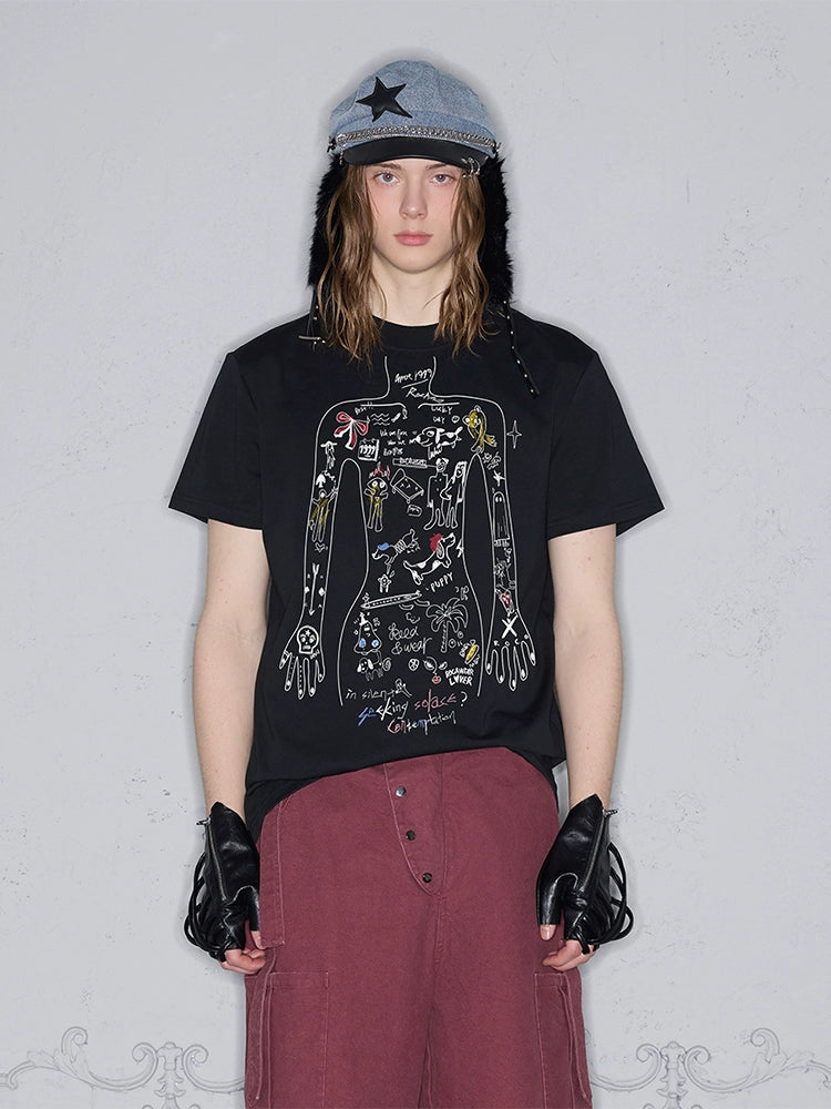 Rocawear Body Graffiti Random Painting Children's Fun Printing Tee