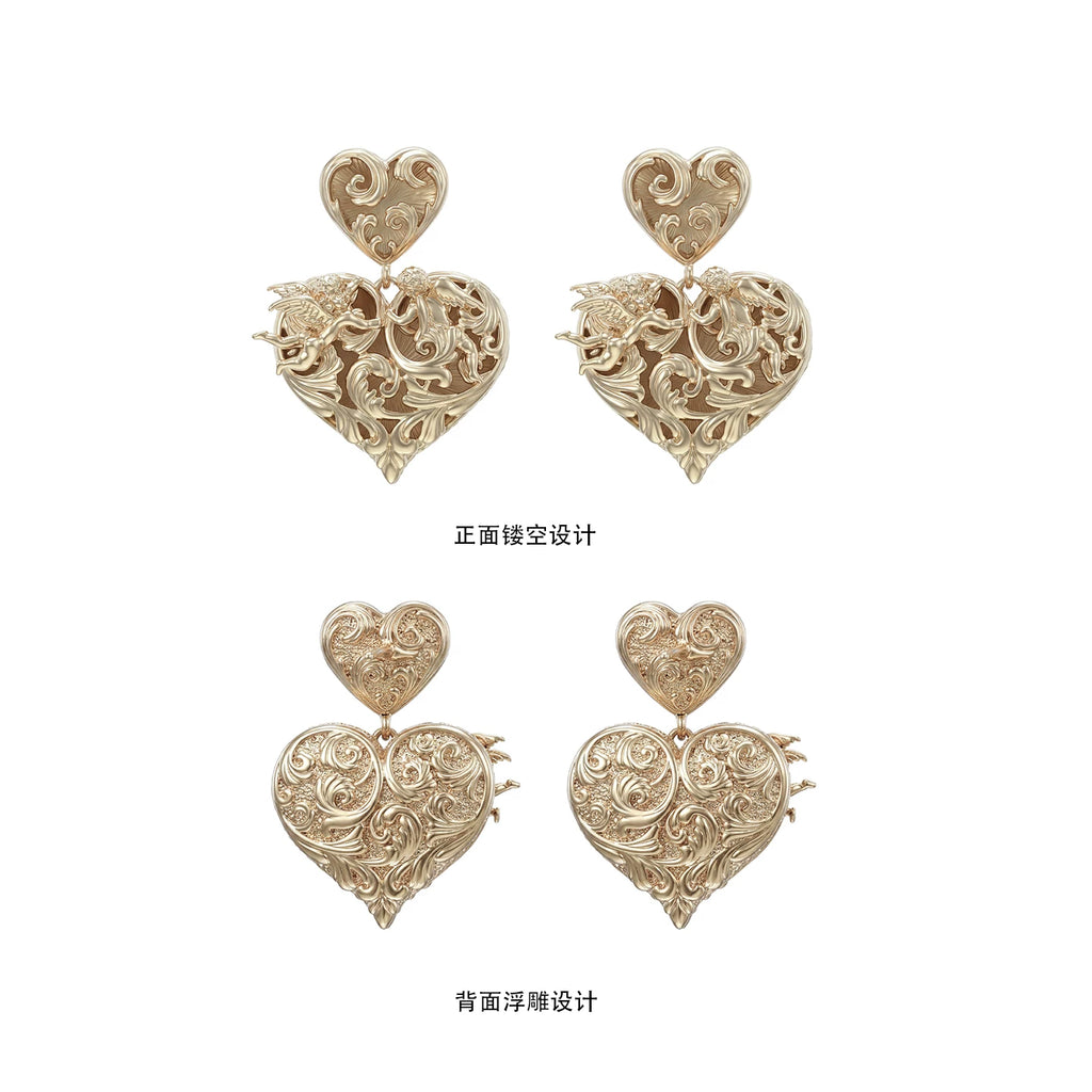 SUMIYAKI Double-sided Relief Retro Love Earrings