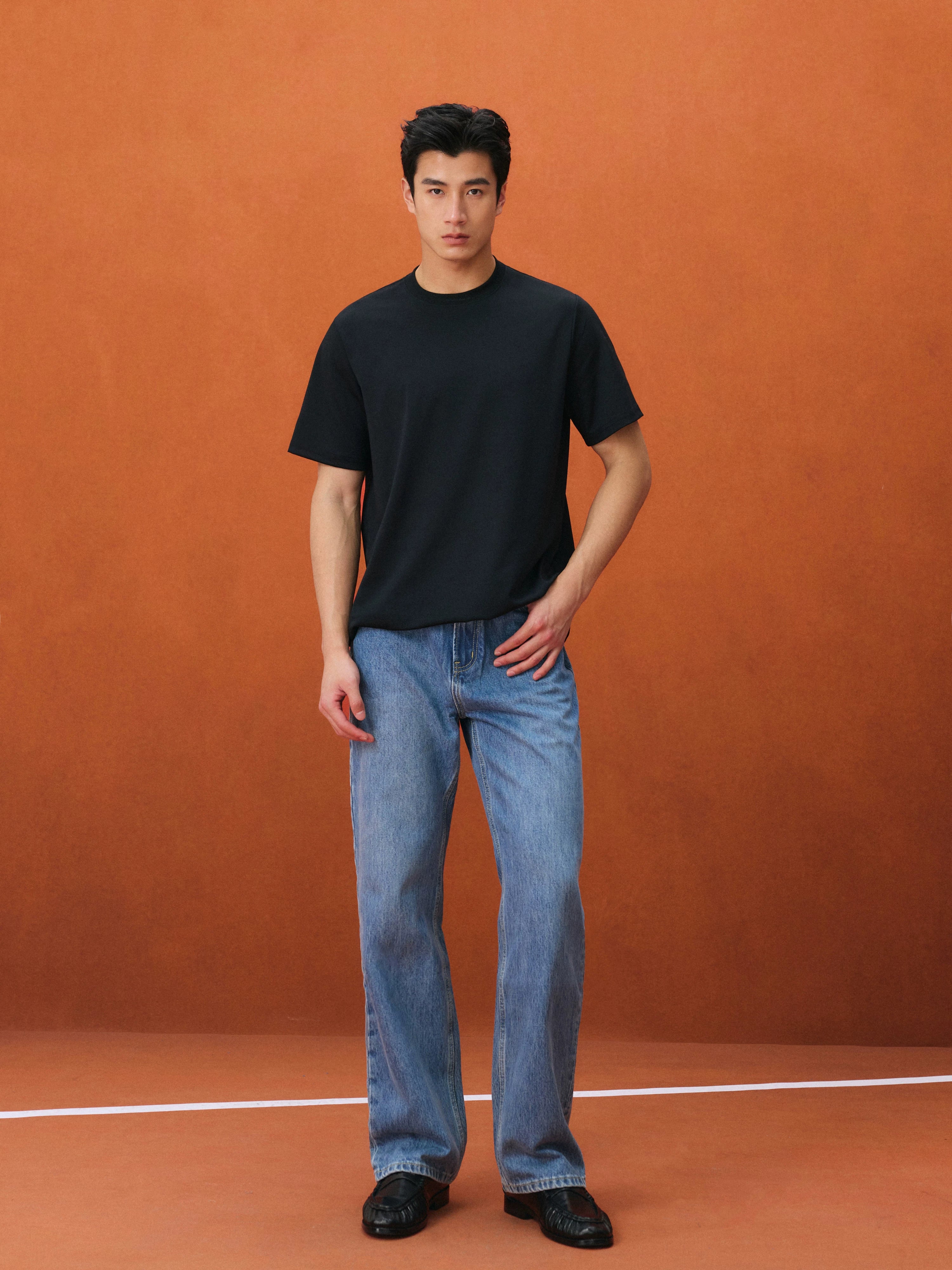 NO LOGO Straight Versatile Jeans