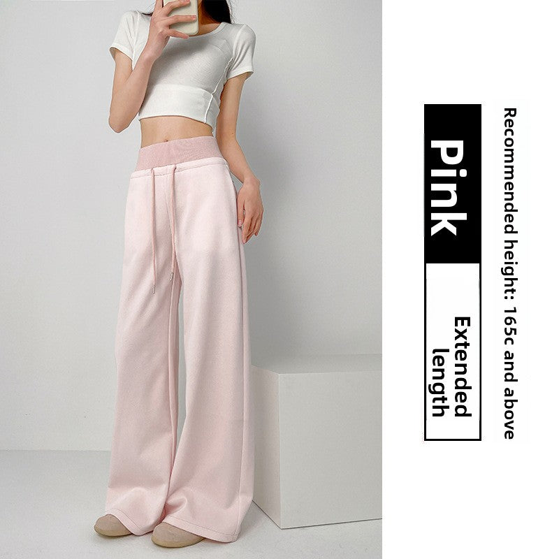 TIANQINGSE High-waisted Slim Straight Casual Wide-leg Sweatpants