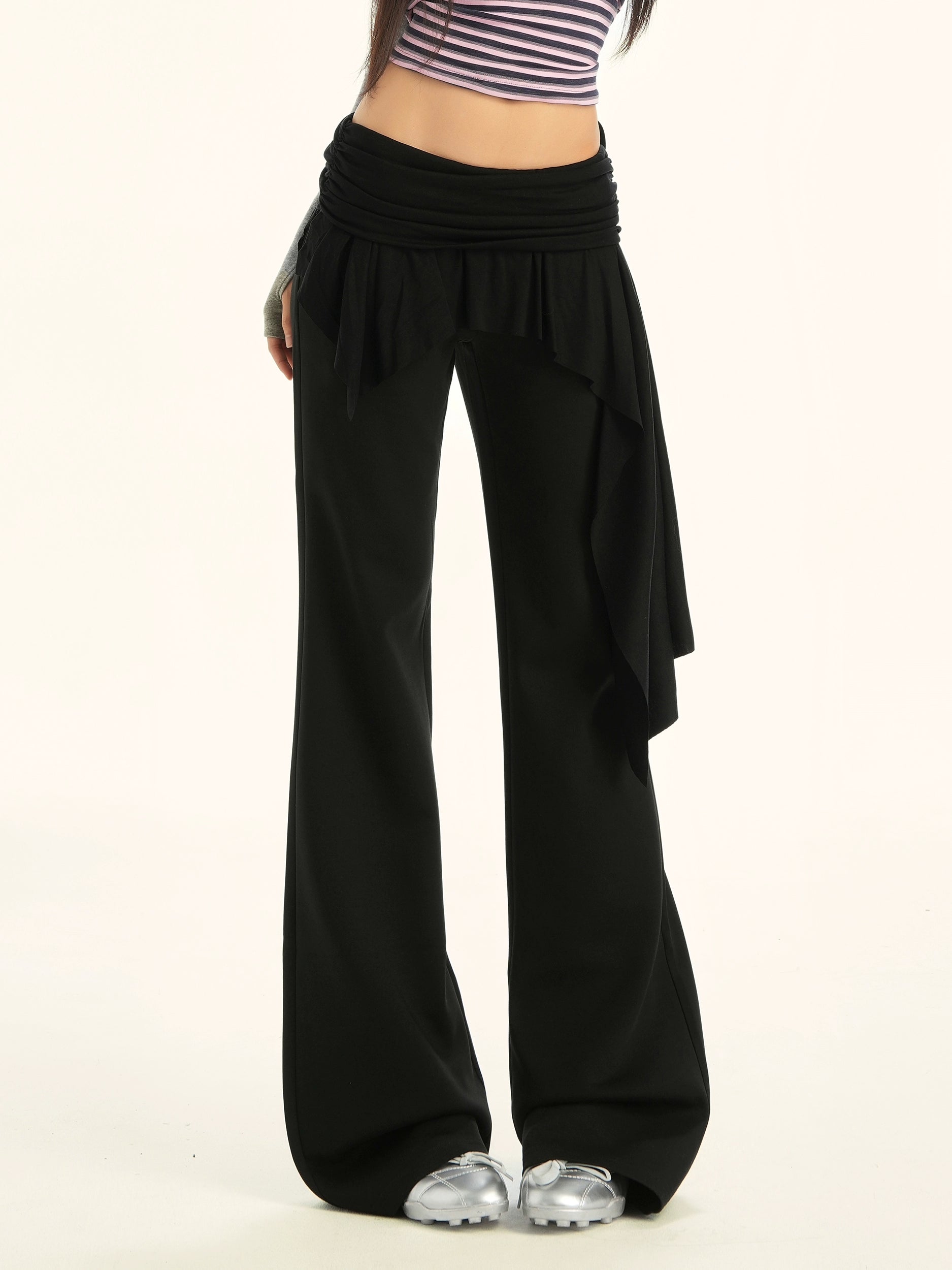 ZAVK Fake Two-piece Slim-fitting and Thin Versatile Bell Pants