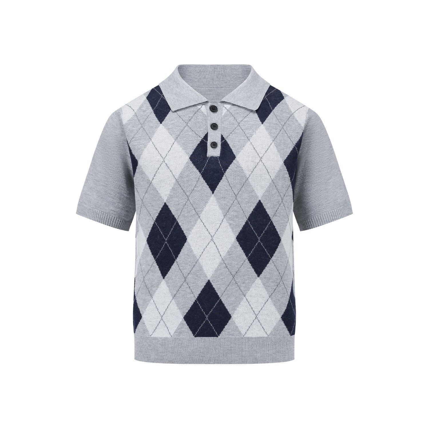 MANUSCRIPT Casual Front Shoulder Plaid Lapel Tee