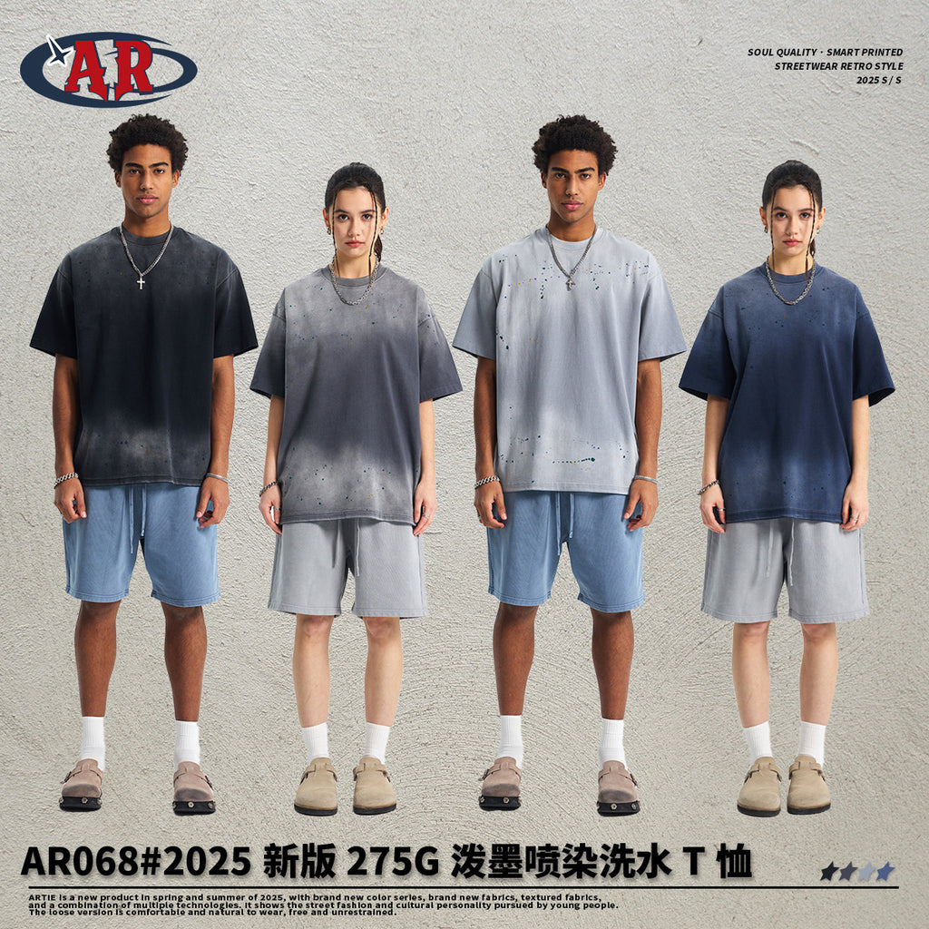 ARTIE Ink Spray Dyeing Old Washing Water Retro Tee