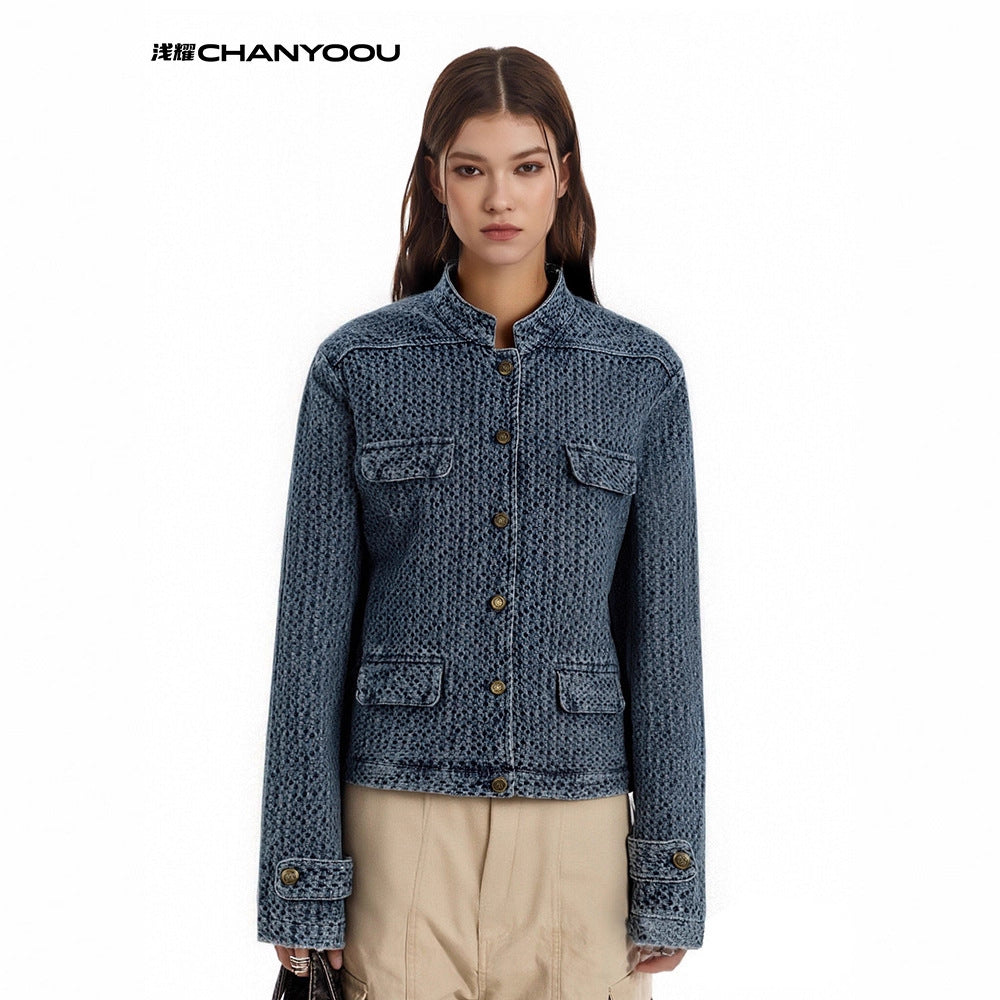 CHANYOOU Retro Short Xiaoxiangfeng Denim Jacket