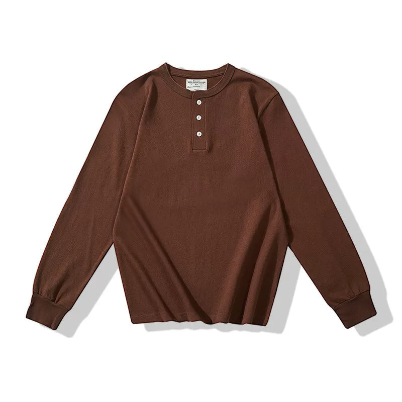 BlankMap Vintage Henry Collar Loose Shoulder Long Sleeves