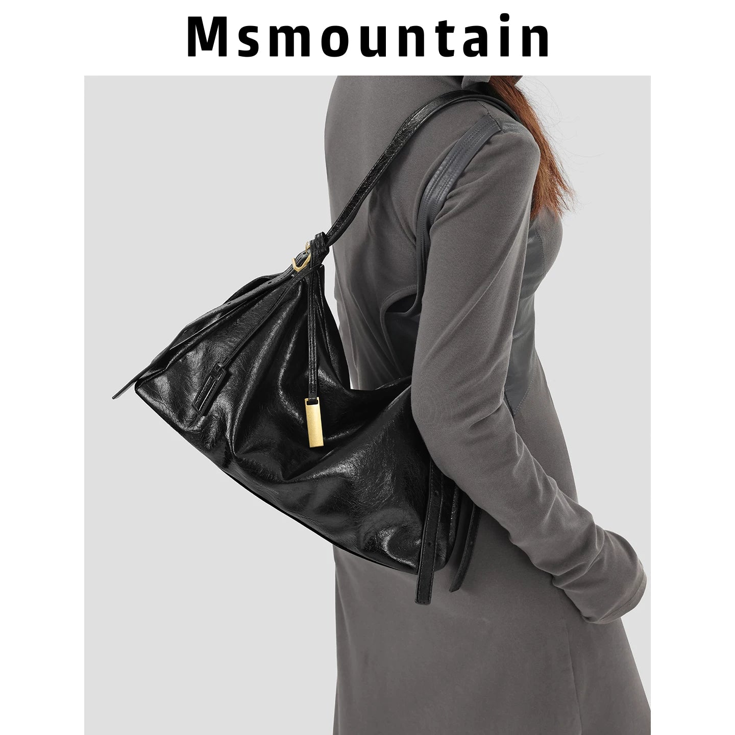 Msmountain Leather Simple Versatile Messenger Bag