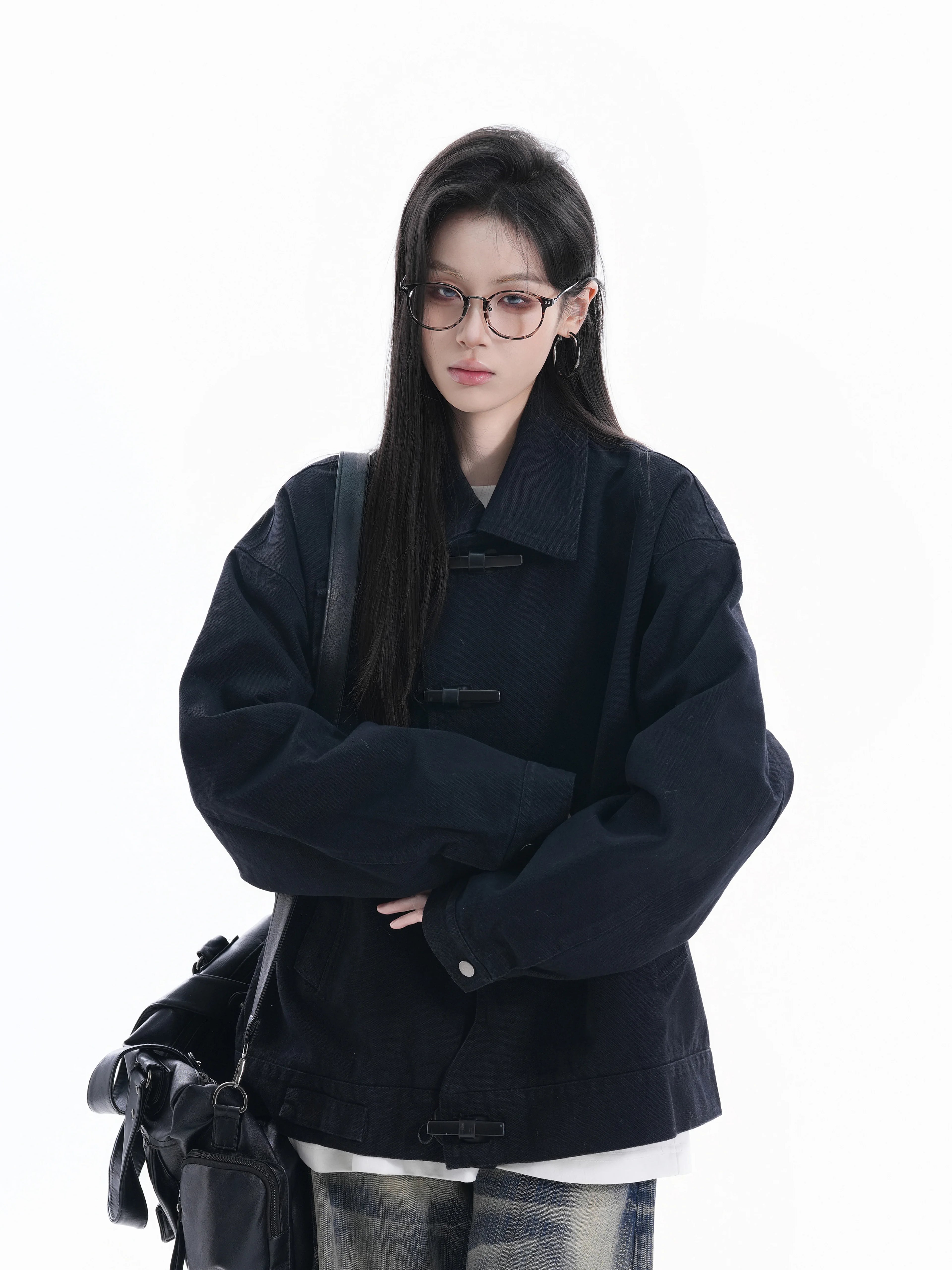 Zuocisankon High Texture New Personality Buckle Lapel Jacket