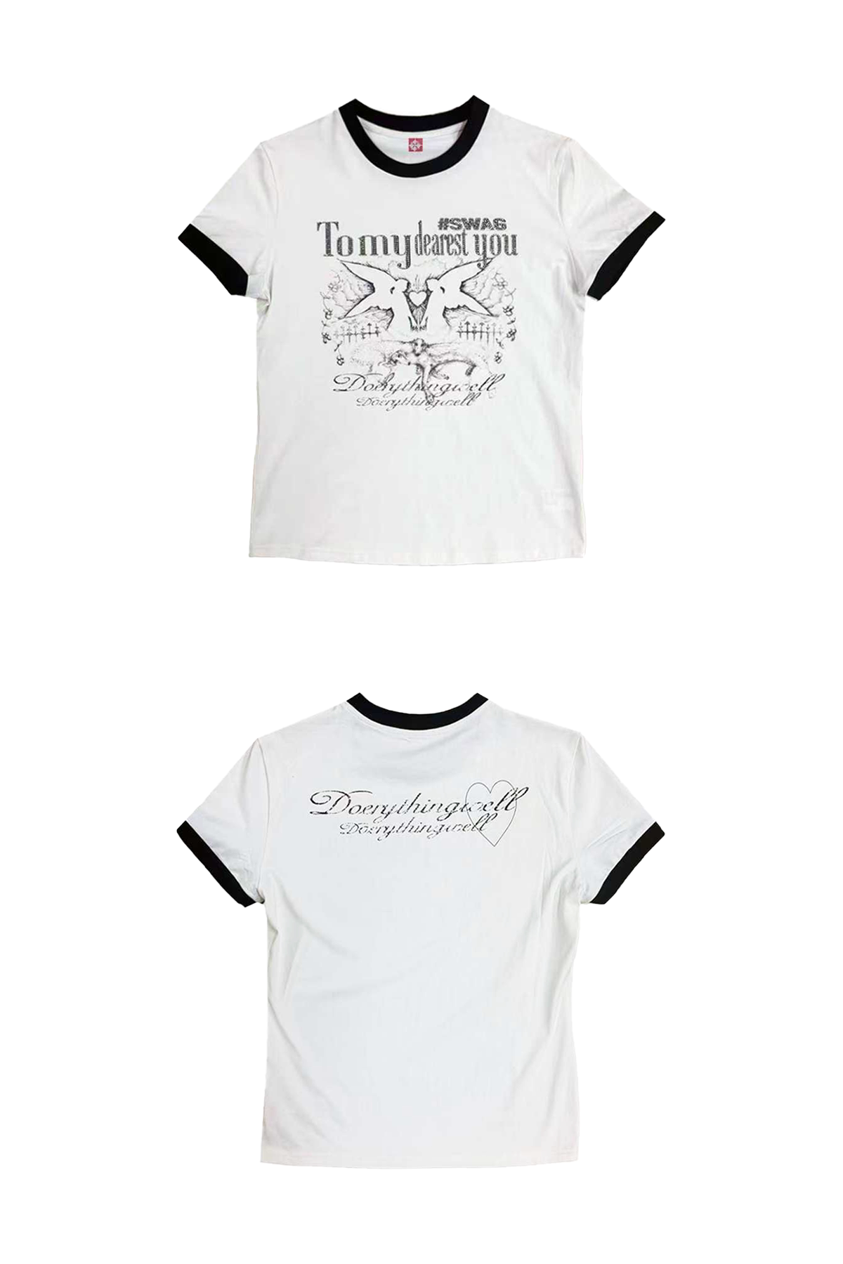 DETW "Angel Slogan" Front Shoulder Slim Versatile Tee