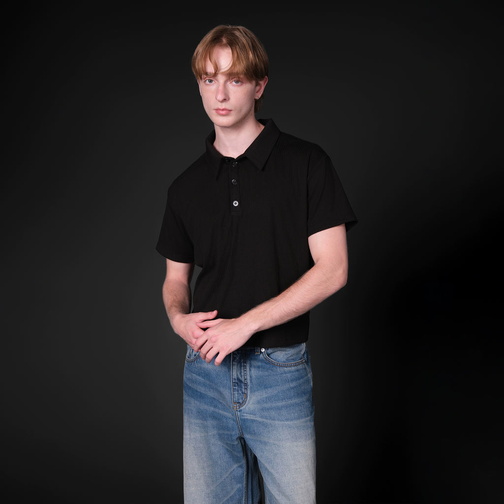 Set for Life Fine Jacquard Lapel Short Wide Tee