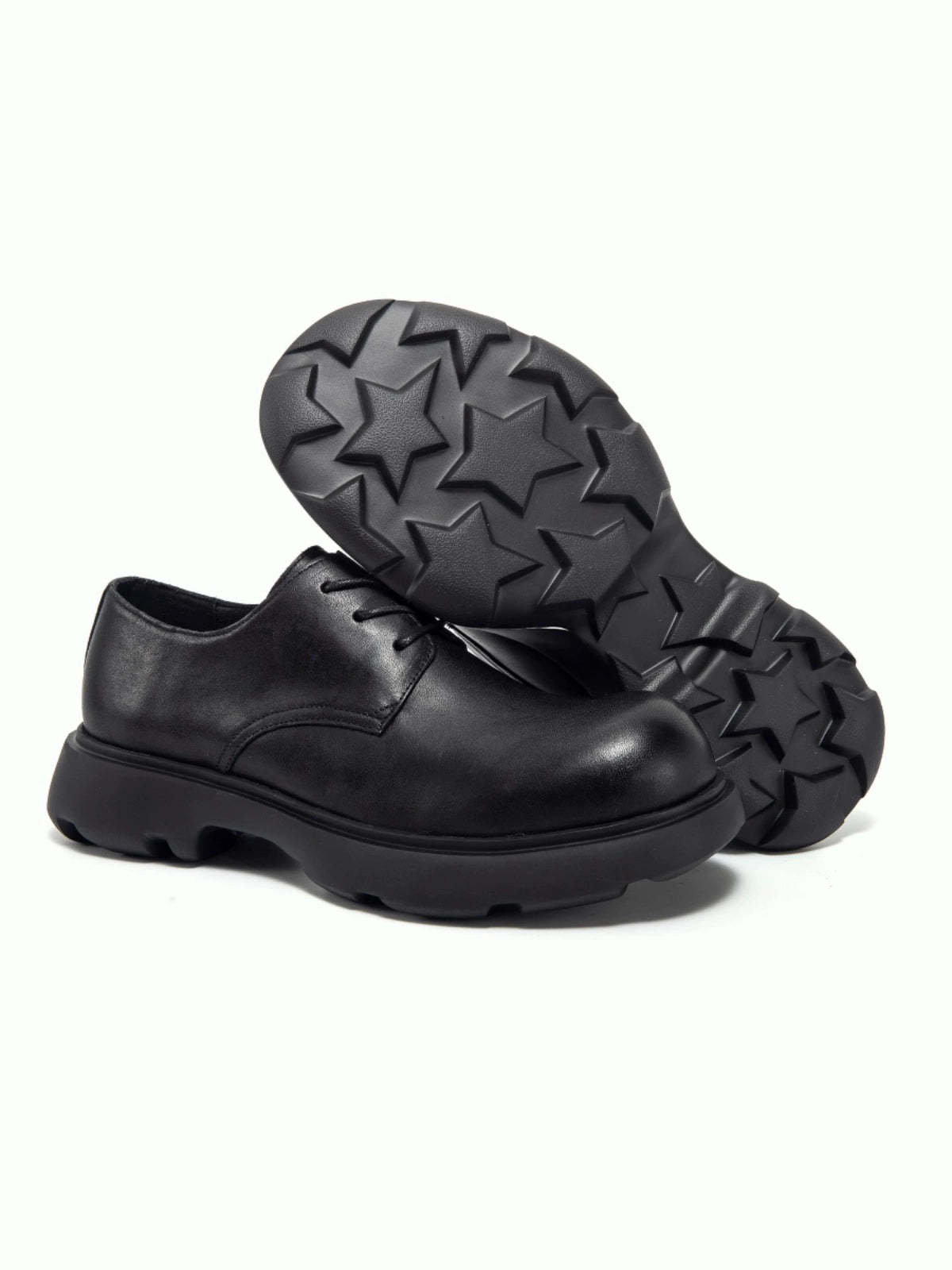 NO LOGO Round Head Mickey Derby Leather Shoes
