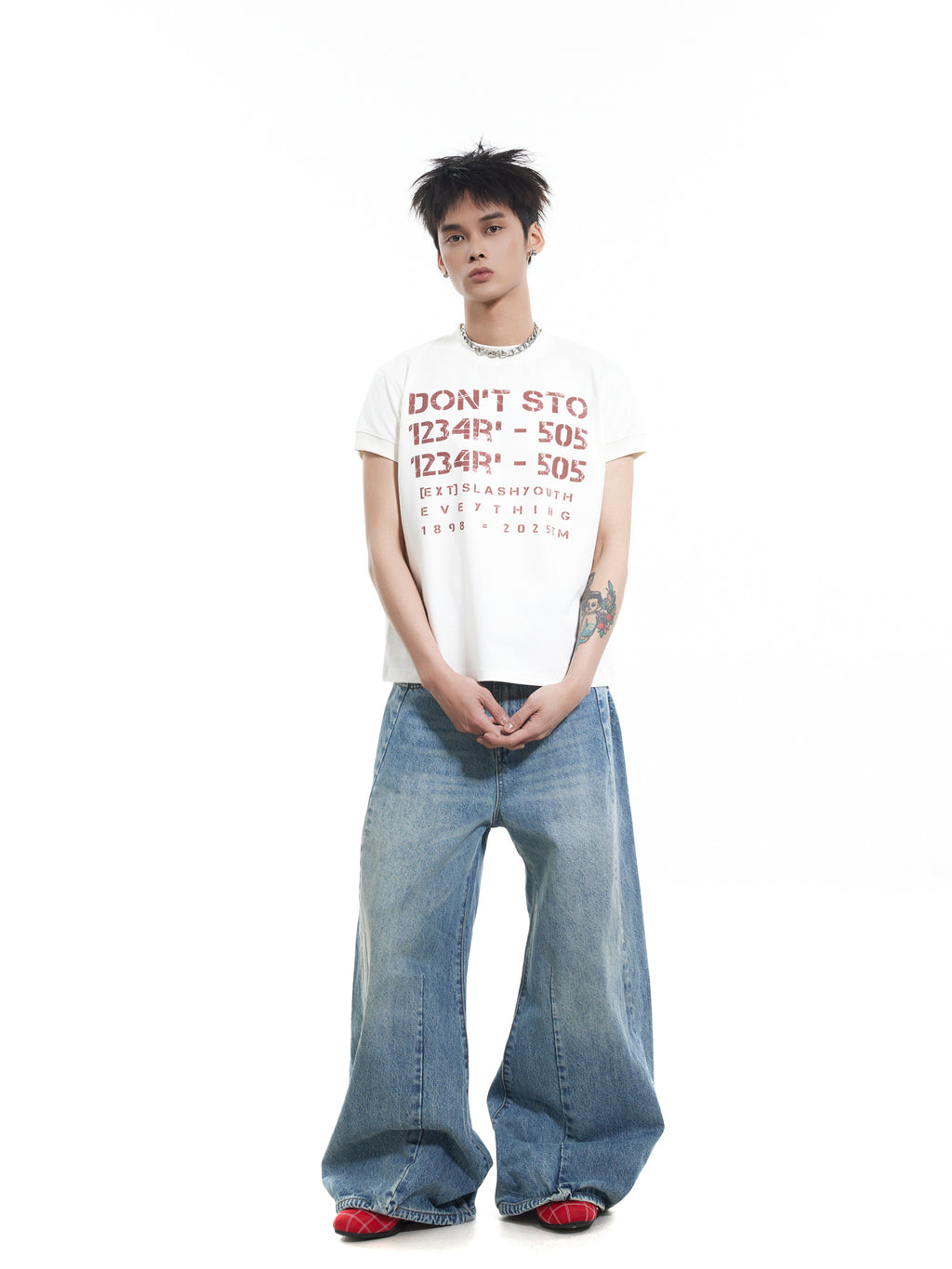 BTSG Sorona front shoulder slim thread cuffs short sleeve Tee