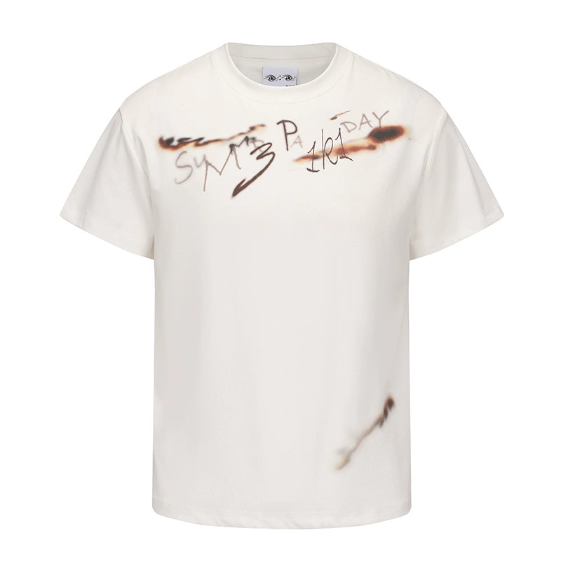 PAIKI Heavy Industries Flame Burning Dirty Washing Old Damaged Tee