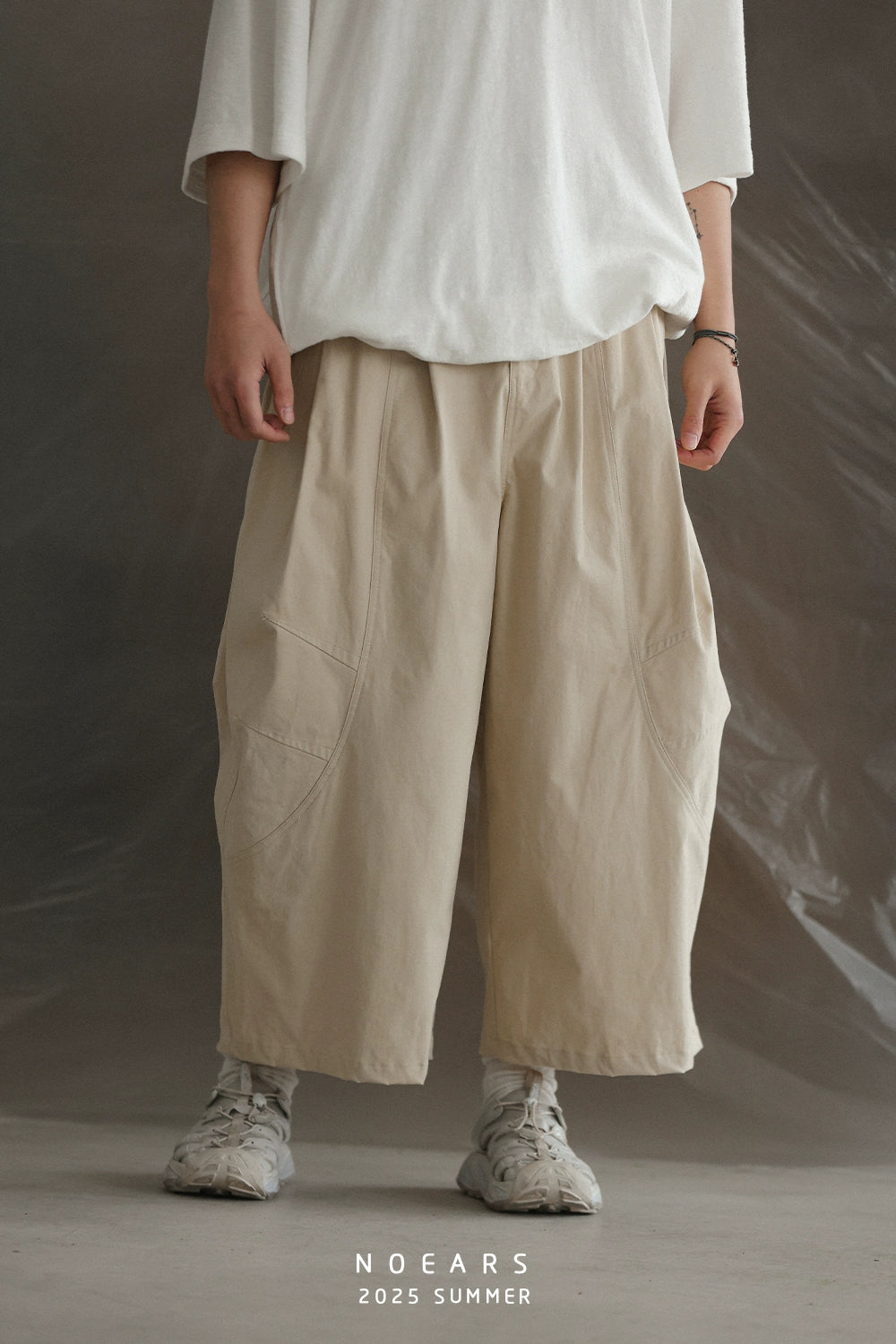 NOEARS Japanese Retro Elastic Waist Loose Casual Pants