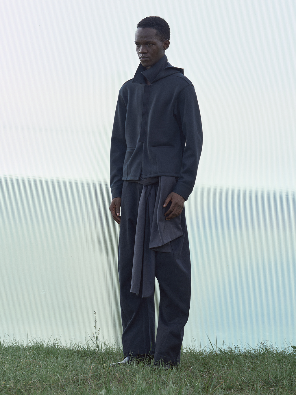 BEVAN UP Half Zip Lapel Hooded Sweater