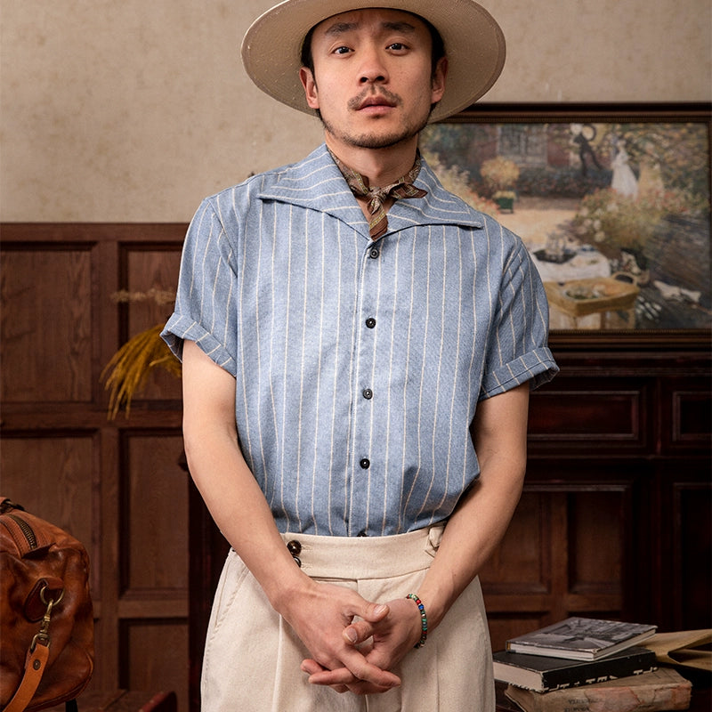 SOARIN Neapolitan Striped Short-sleeved Shirt