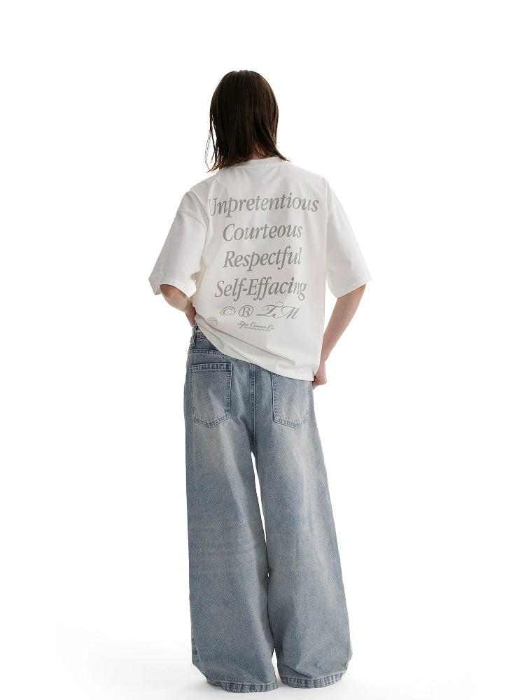 Loopsoon Front and Rear Multi-line Alphabet Printed Tee