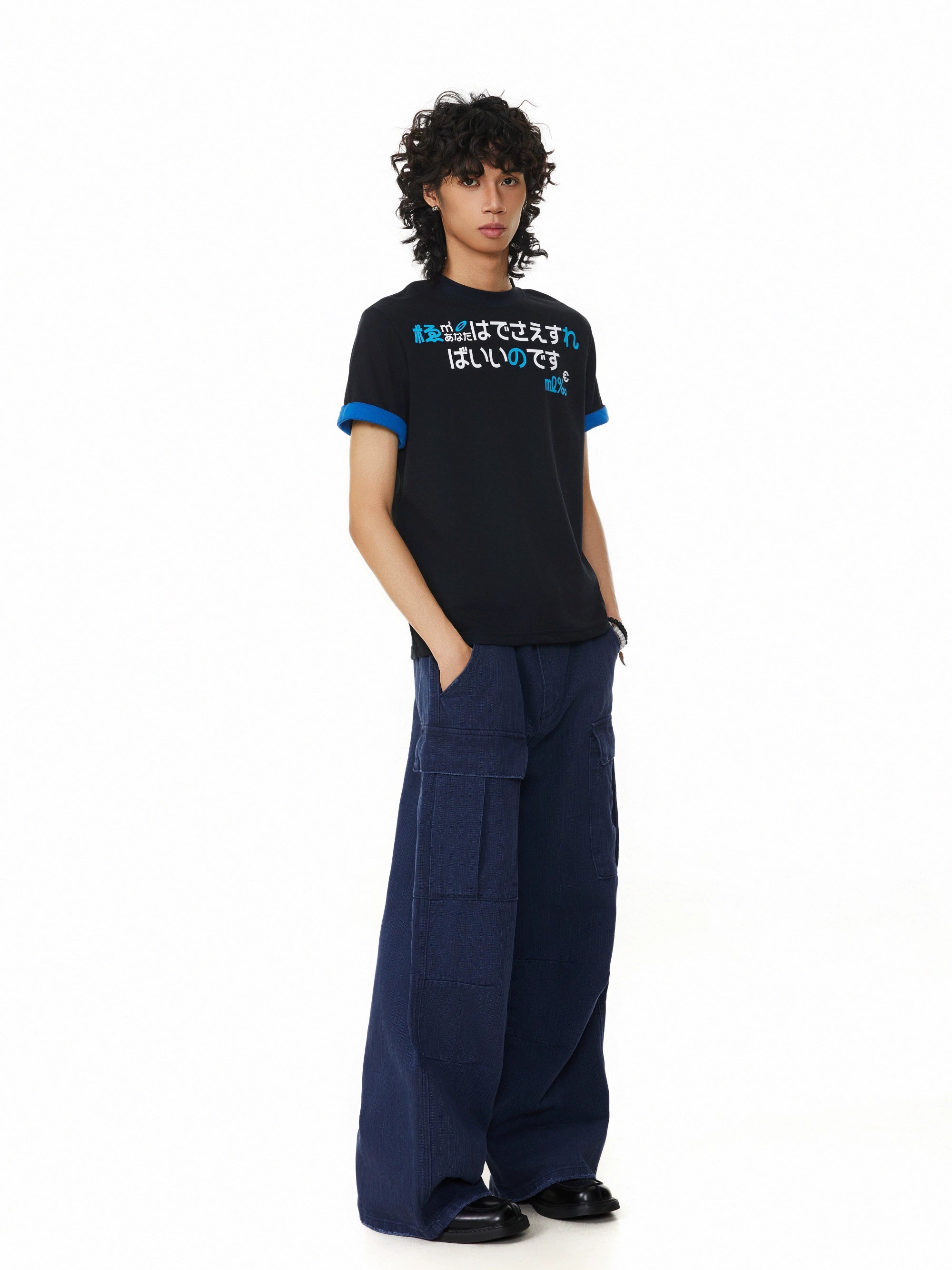 BTSG Double-sided Cloth Korean Printing Folding Sleeve Fake Two-piece Tee