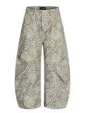 11KN Leopard Print Wide-leg Loose and Thin Tooling Casual Pants