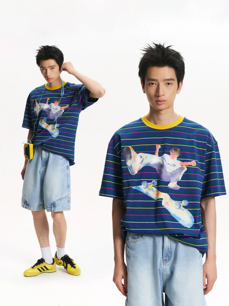 NewJNXS Juvenile Sense Casual Contrasting Striped Tee