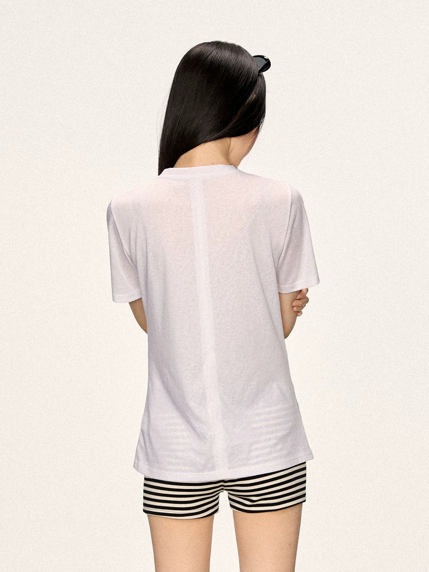 Cherry Melody Slack V Neck Loose Tee