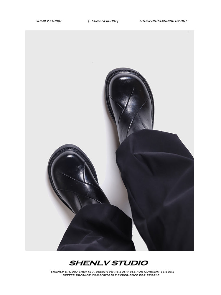 SHENLV STUDIO Height-increasing Thick-soled Upturned Martin Boots Leather Shoes