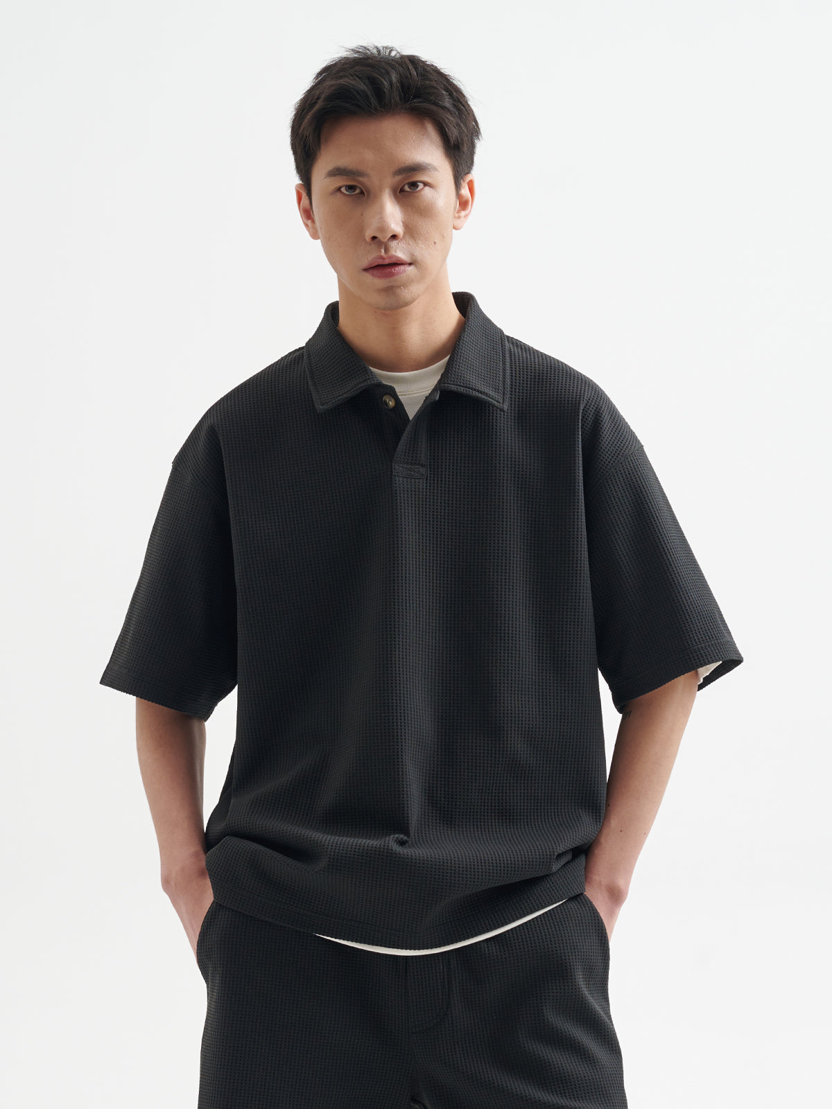 BUTTBILL 25SS Vintage commuter solotex waffle polo shirt